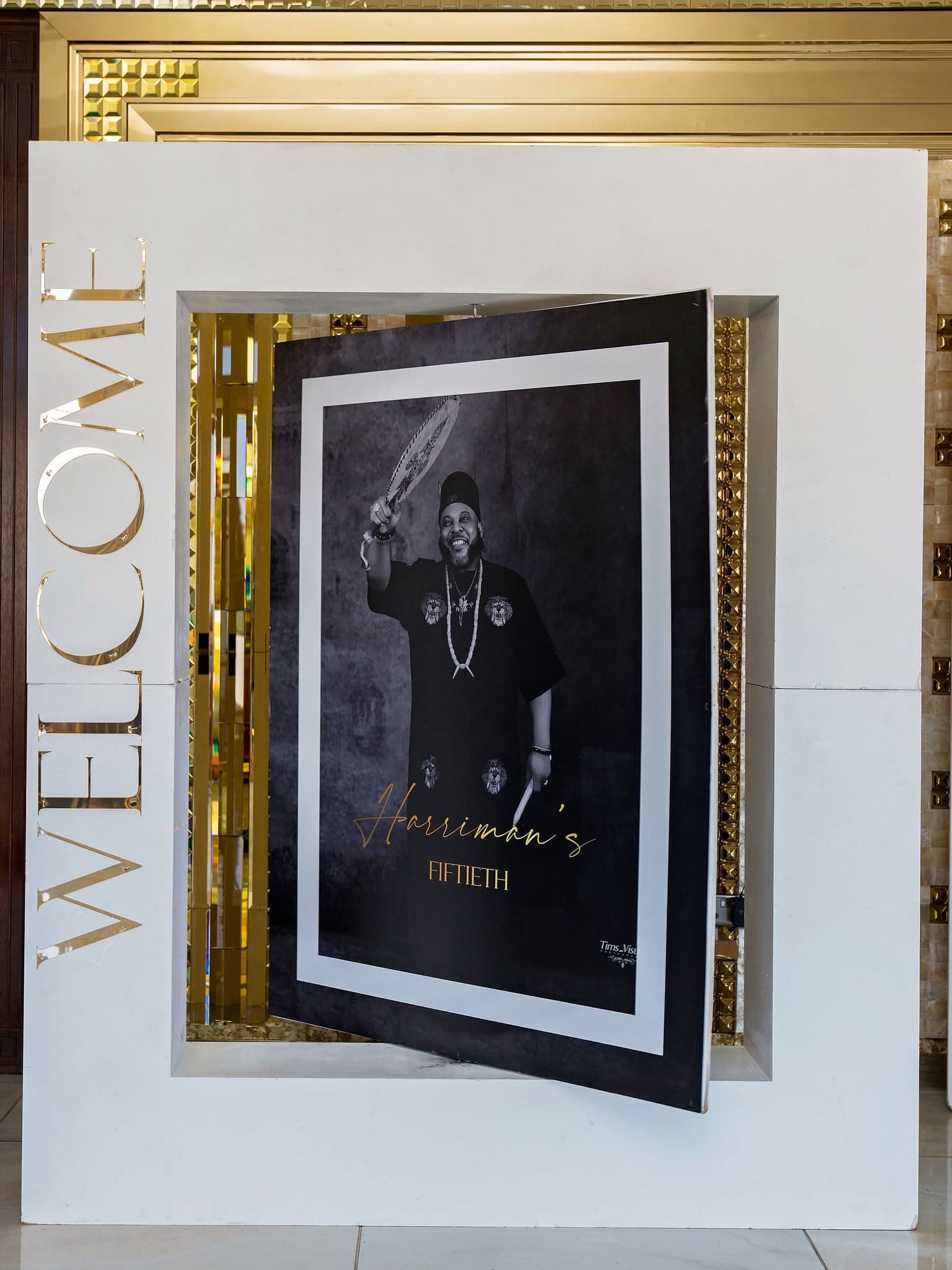 Gold framed fiftieth birthday display